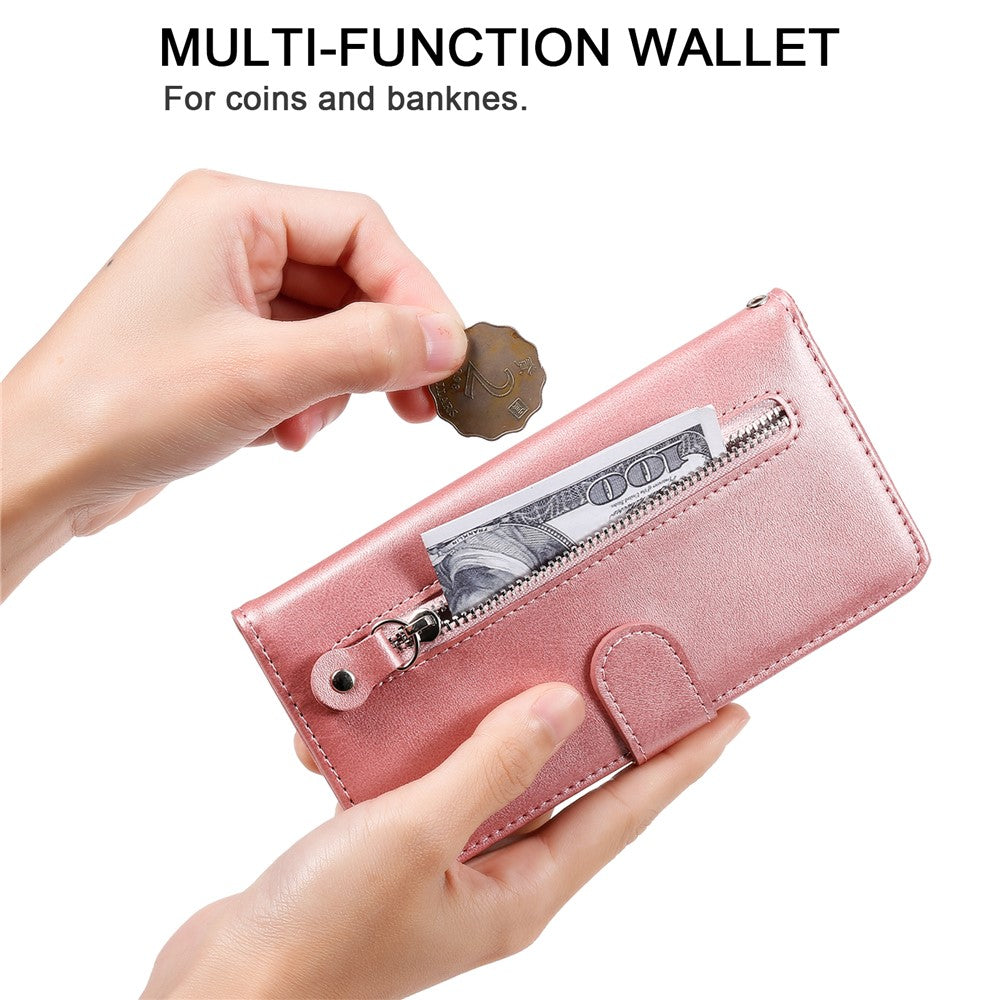 For Honor X50i 5G / 90 Lite 5G Zipper Pocket Phone Case Stand Shell Calf Texture Dustproof Wallet Smartphone Cover