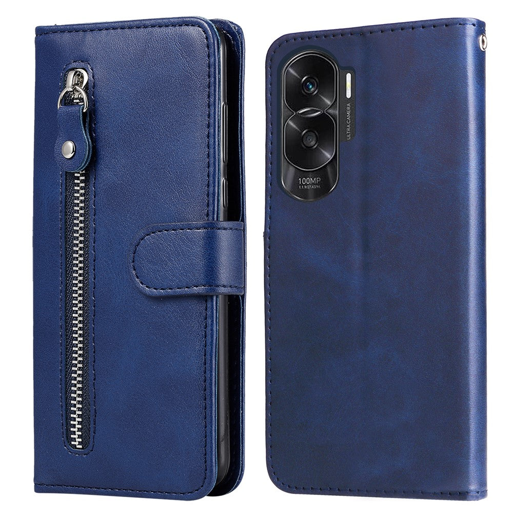 For Honor X50i 5G / 90 Lite 5G Zipper Pocket Phone Case Stand Shell Calf Texture Dustproof Wallet Smartphone Cover
