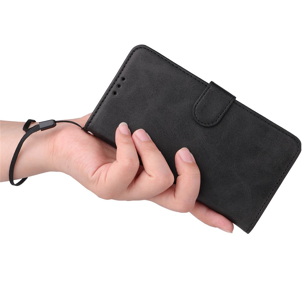 Cell Phone Cover for Honor X50i 5G / 90 Lite 5G Calf Texture Anti-scratch PU Leather Wallet Stand Case with Strap