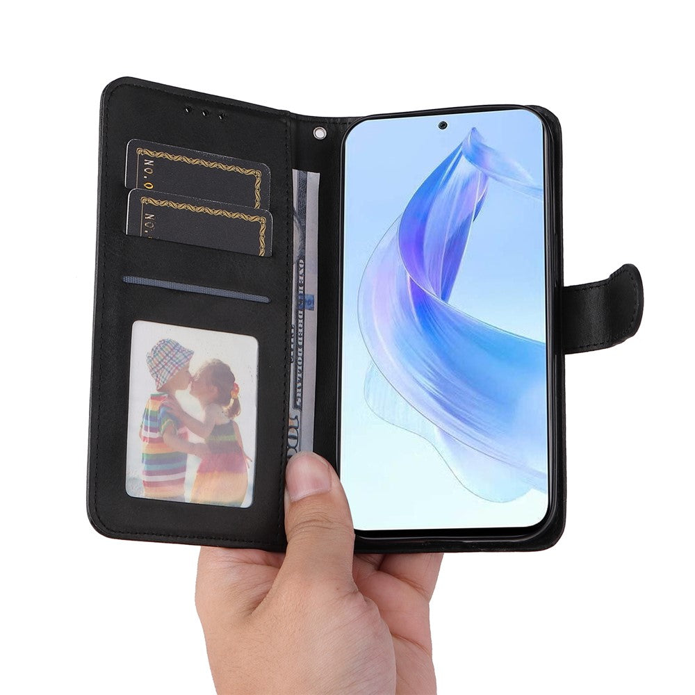 Cell Phone Cover for Honor X50i 5G / 90 Lite 5G Calf Texture Anti-scratch PU Leather Wallet Stand Case with Strap