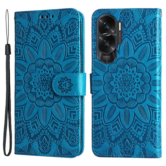 Honor X50i 5G / Honor 90 Lite 5G Wallet-Handyhülle – mit Standfunktion, mit Sonnenblumenmuster, aus PU-Leder