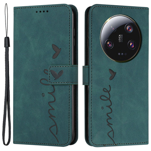 Xiaomi 13 Ultra Handyhülle – Folio Flip Shell mit Aufdruck in Herzform und Standfunktion aus PU-Leder