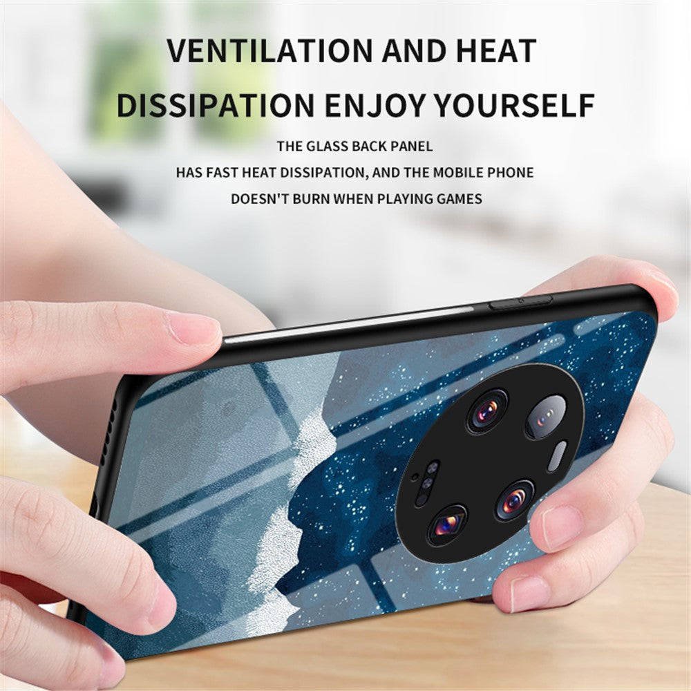For Xiaomi 13 Ultra Starry Sky Pattern Printing Case Anti-Scratch PC+TPU+Tempered Glass Phone Cover