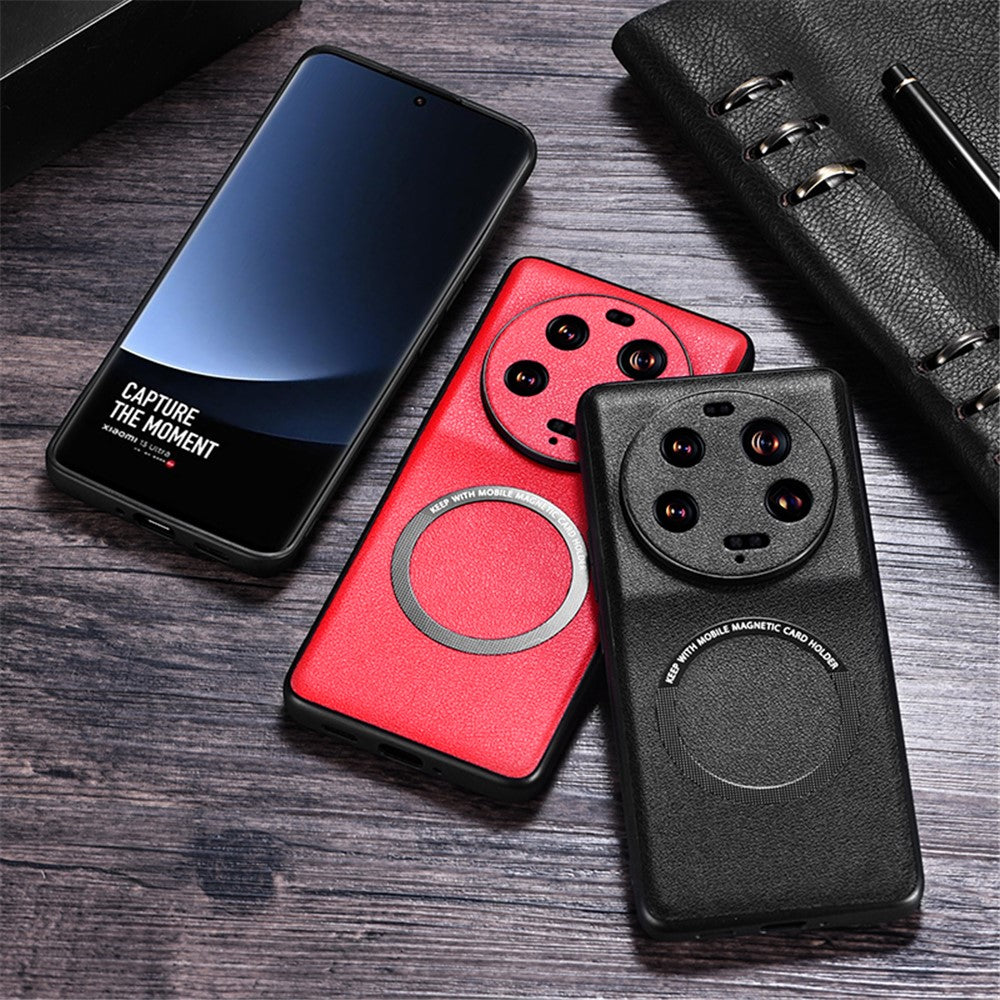For Xiaomi 13 Ultra Magnetic Case PU Leather Coated PC+TPU Phone Cover