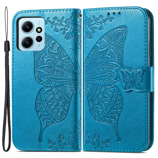 Xiaomi Redmi Note 12 4G Wallet-Handyhülle – Flip-- mit Ständer aus PU-Leder mit Schmetterlingsaufdruck