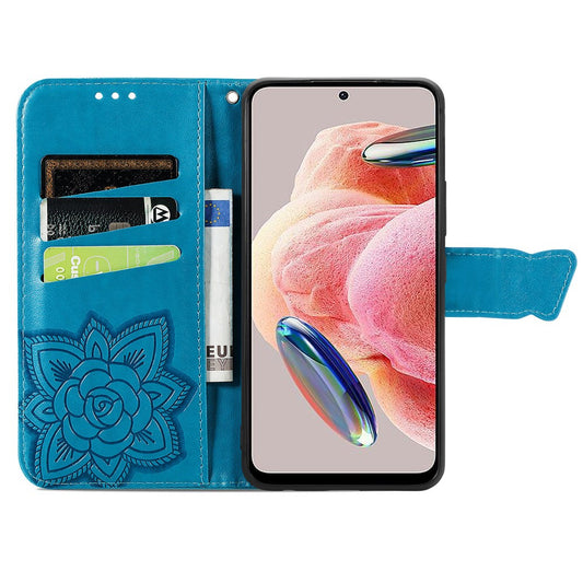 Xiaomi Redmi Note 12 4G Wallet-Handyhülle – Flip-- mit Ständer aus PU-Leder mit Schmetterlingsaufdruck