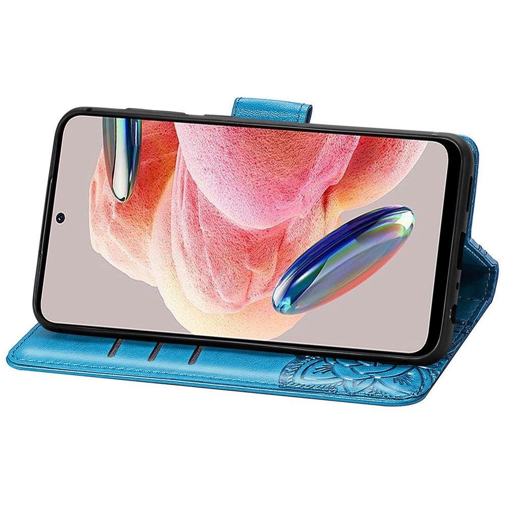 For Xiaomi Redmi Note 12 4G PU Leather Cover Stand Butterfly Imprinted Flip Wallet Phone Case