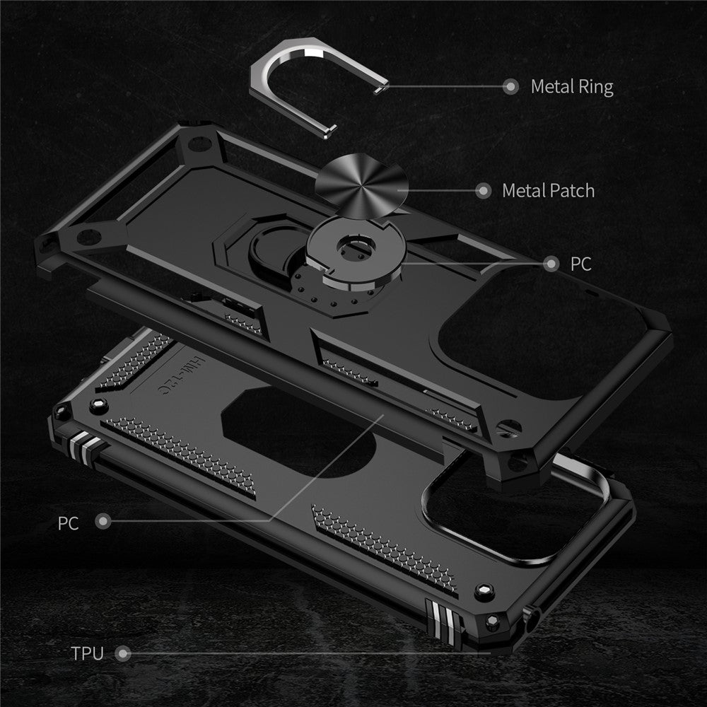 For Xiaomi Redmi 12C 4G Phone Case with Ring Kickstand Shockproof PC+TPU Back Cover