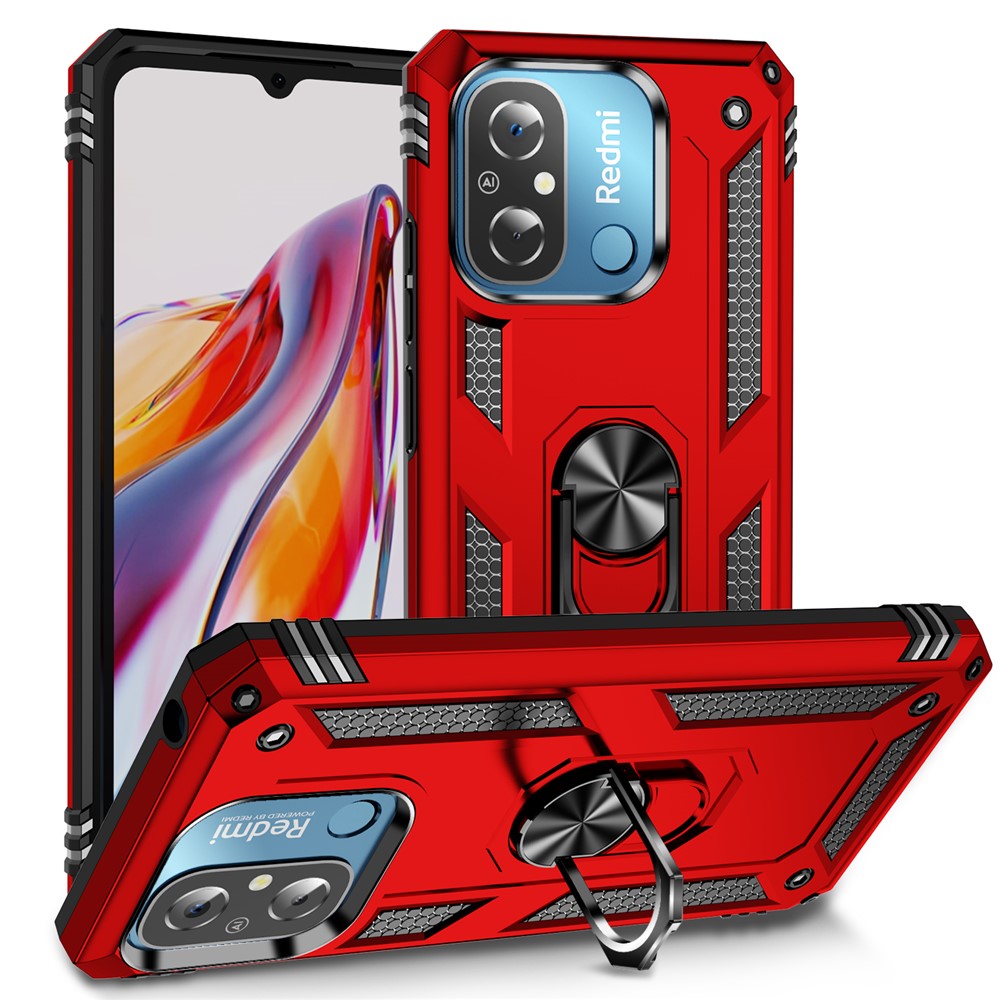 For Xiaomi Redmi 12C 4G Phone Case with Ring Kickstand Shockproof PC+TPU Back Cover
