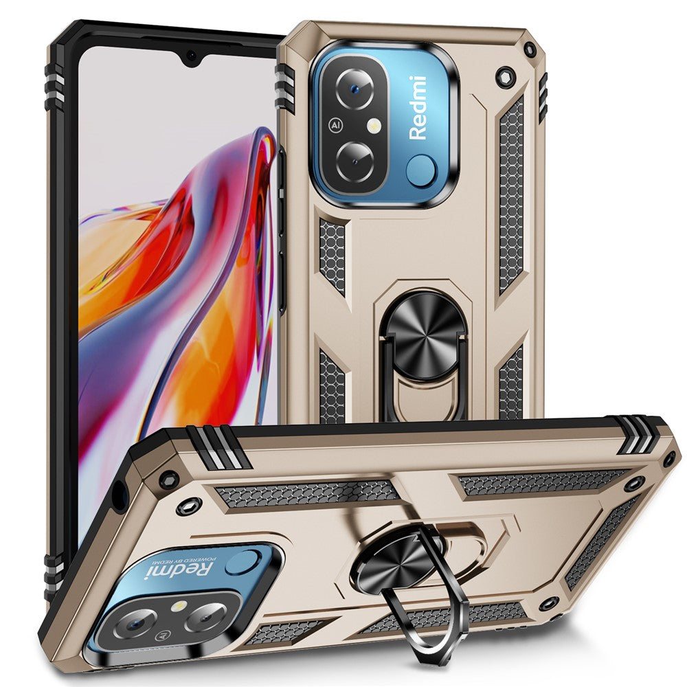 For Xiaomi Redmi 12C 4G Phone Case with Ring Kickstand Shockproof PC+TPU Back Cover