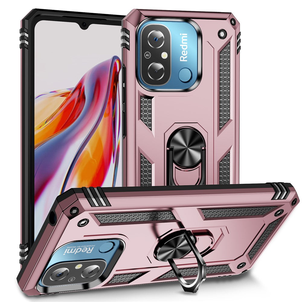 For Xiaomi Redmi 12C 4G Phone Case with Ring Kickstand Shockproof PC+TPU Back Cover