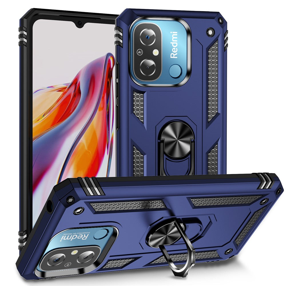 For Xiaomi Redmi 12C 4G Phone Case with Ring Kickstand Shockproof PC+TPU Back Cover