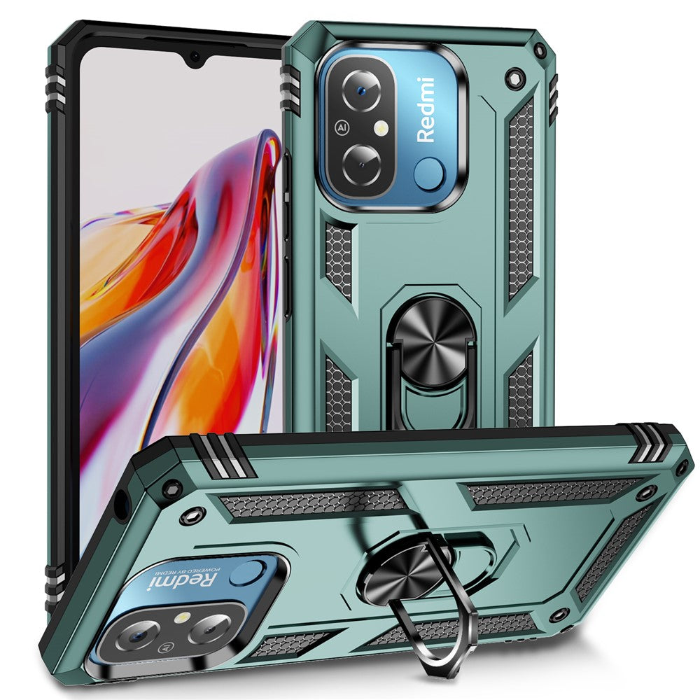 For Xiaomi Redmi 12C 4G Phone Case with Ring Kickstand Shockproof PC+TPU Back Cover
