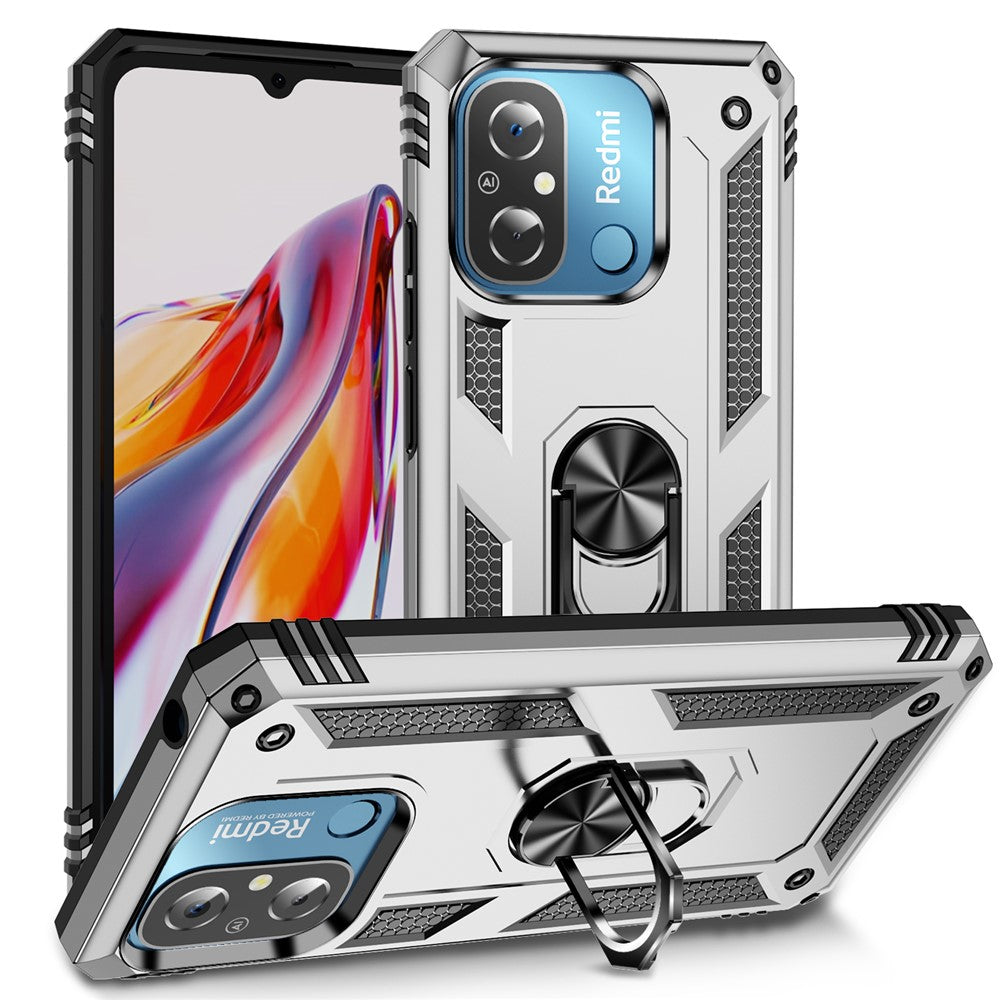 For Xiaomi Redmi 12C 4G Phone Case with Ring Kickstand Shockproof PC+TPU Back Cover