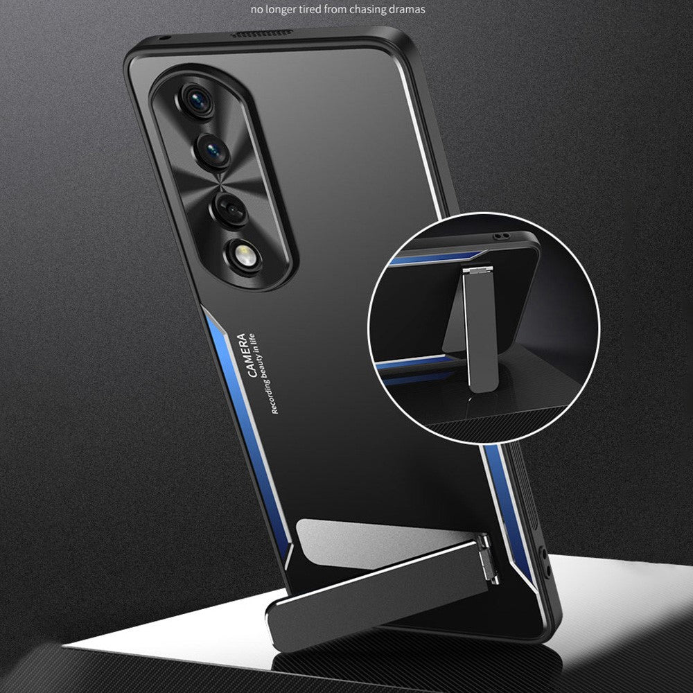 For Honor 90 TPU + Aluminium Alloy Phone Case Anti-drop Kickstand Cell Phone Back Cover