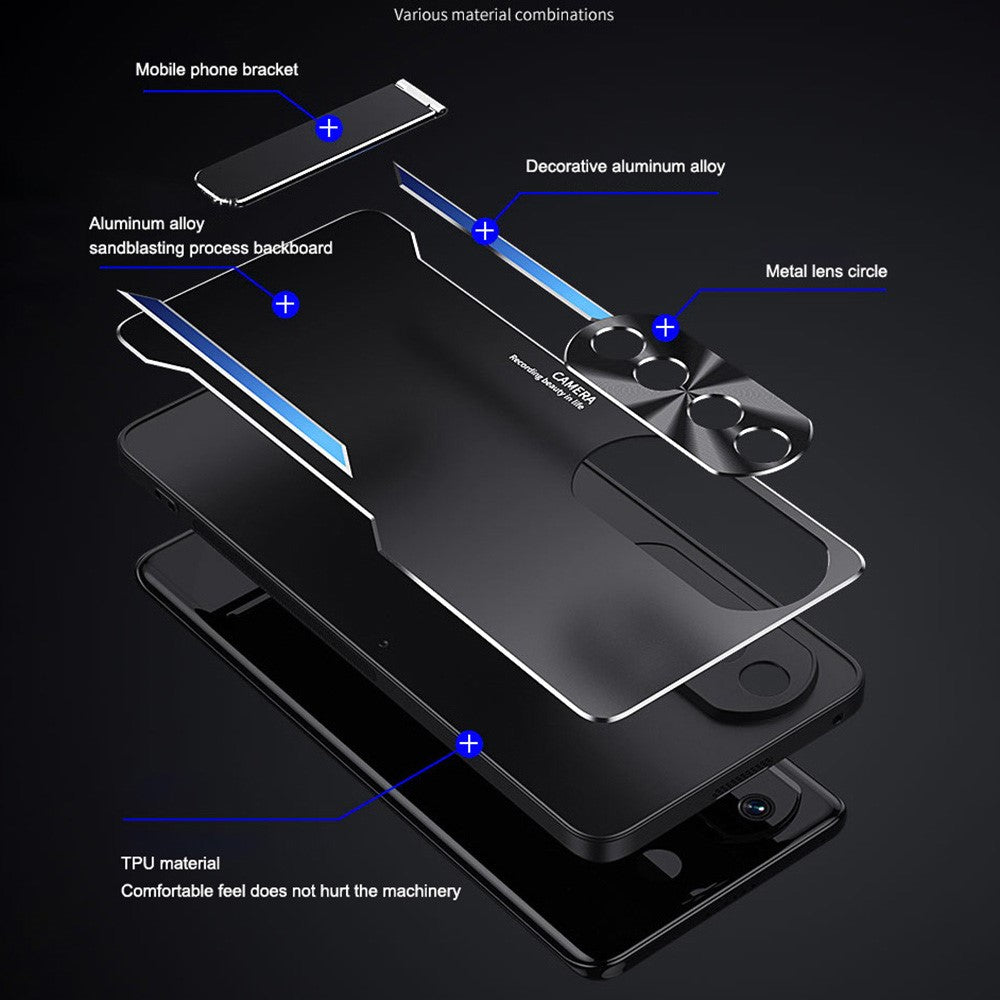 For Honor 90 TPU + Aluminium Alloy Phone Case Anti-drop Kickstand Cell Phone Back Cover