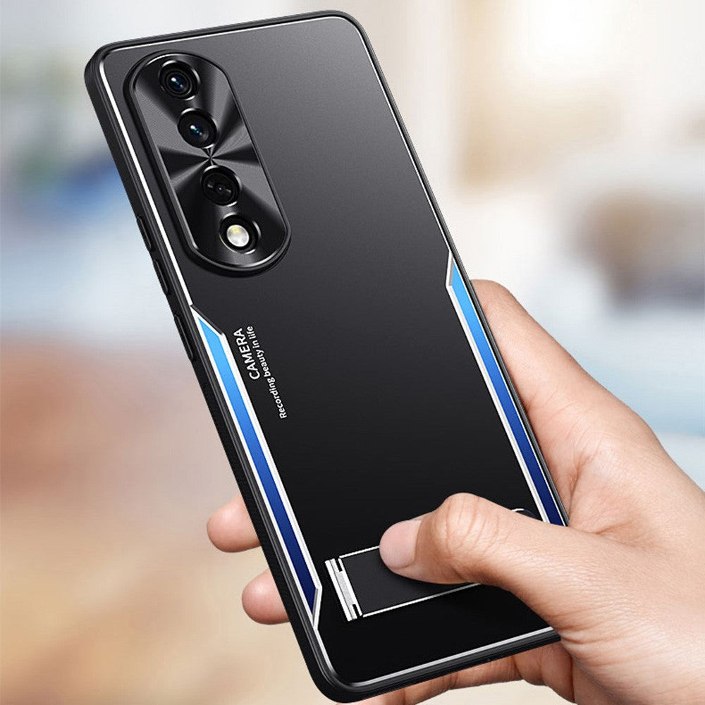 For Honor 90 TPU + Aluminium Alloy Phone Case Anti-drop Kickstand Cell Phone Back Cover
