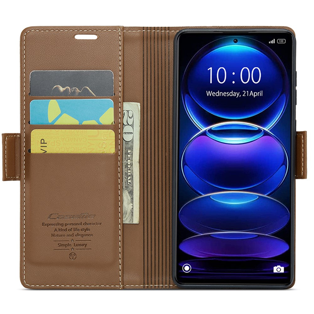 For Xiaomi Redmi Note 12 Pro+ 5G Leather Case CASEME 023 RFID Blocking 3 Card Slot Mobile Cover
