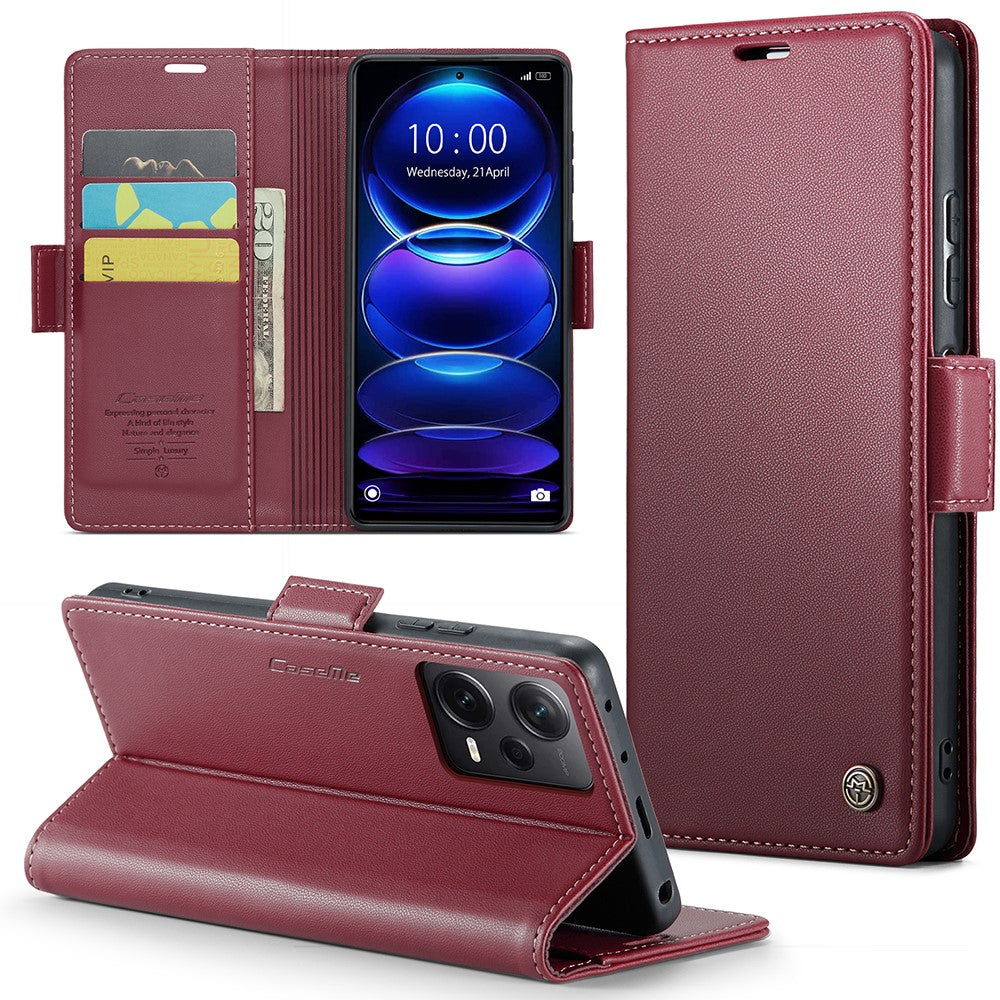 For Xiaomi Redmi Note 12 Pro+ 5G Leather Case CASEME 023 RFID Blocking 3 Card Slot Mobile Cover