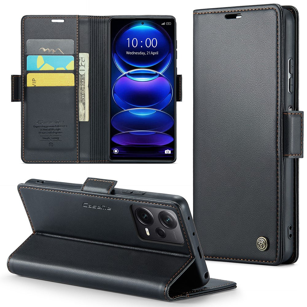 For Xiaomi Redmi Note 12 Pro+ 5G Leather Case CASEME 023 RFID Blocking 3 Card Slot Mobile Cover