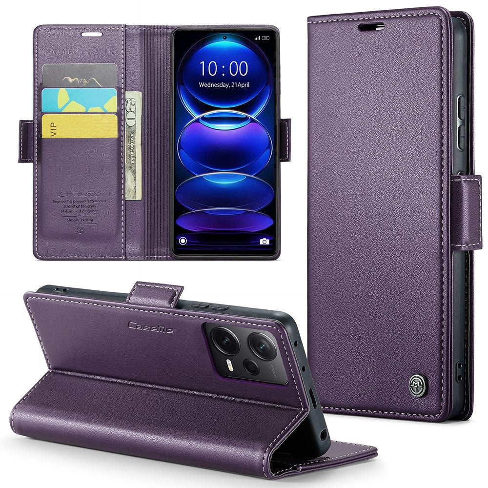 For Xiaomi Redmi Note 12 Pro+ 5G Leather Case CASEME 023 RFID Blocking 3 Card Slot Mobile Cover