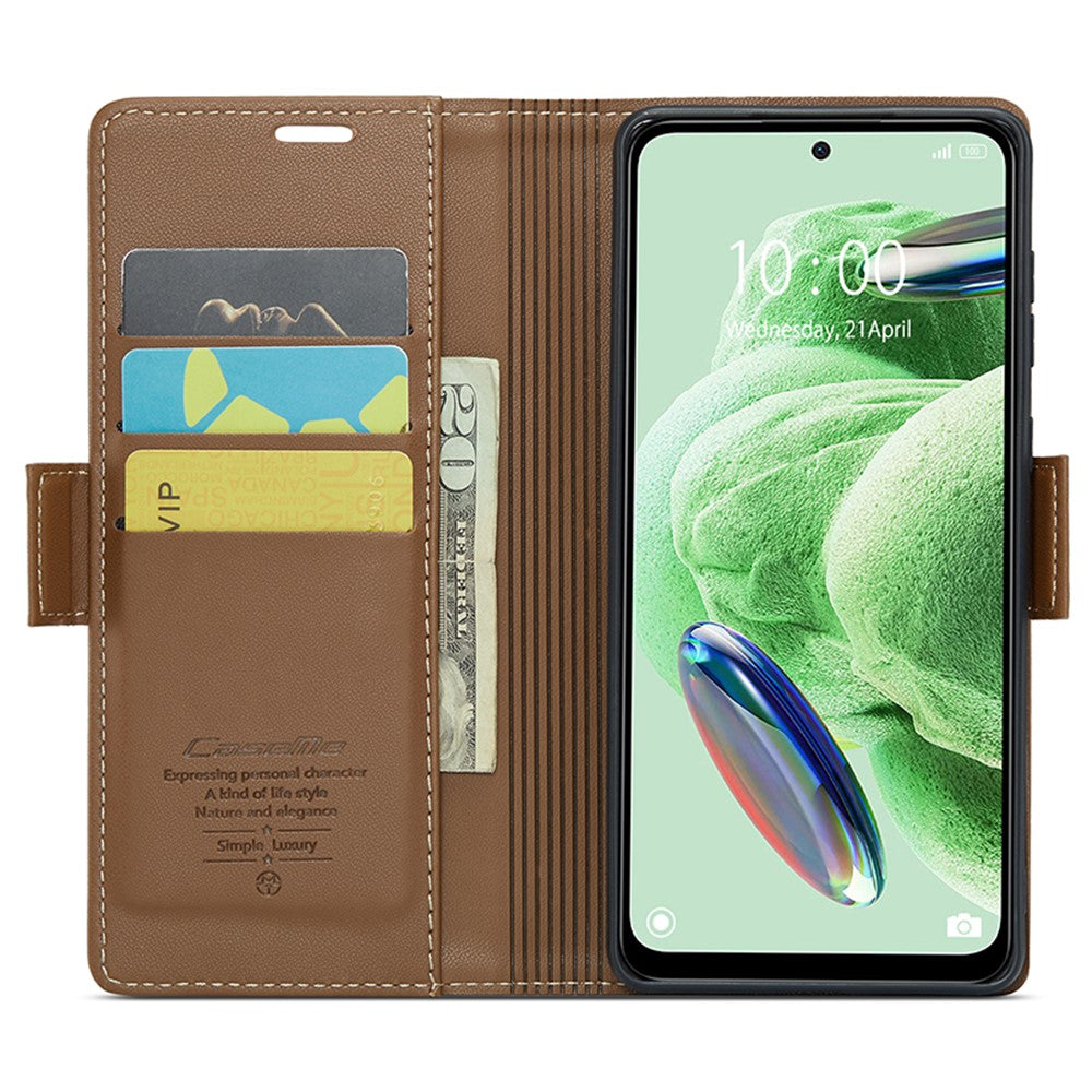 For Xiaomi Redmi Note 12 5G (China) / (India) / (Global) / Poco X5 5G Leather Case CASEME 023 RFID Blocking 3 Card Slot Mobile Cover