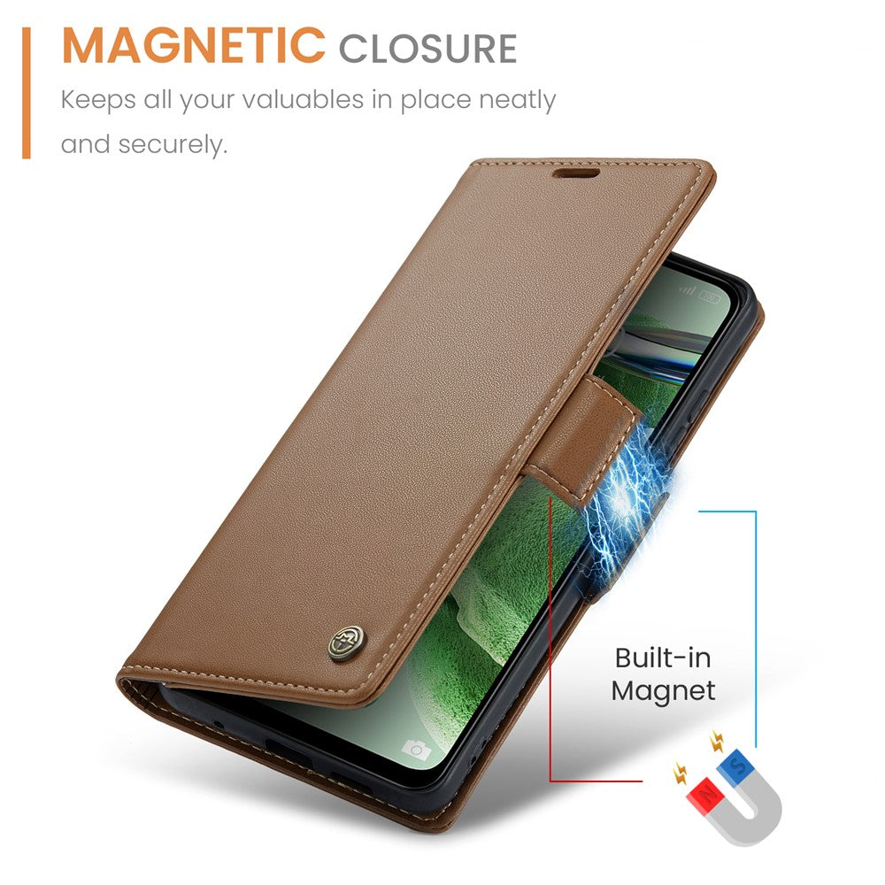 For Xiaomi Redmi Note 12 5G (China) / (India) / (Global) / Poco X5 5G Leather Case CASEME 023 RFID Blocking 3 Card Slot Mobile Cover