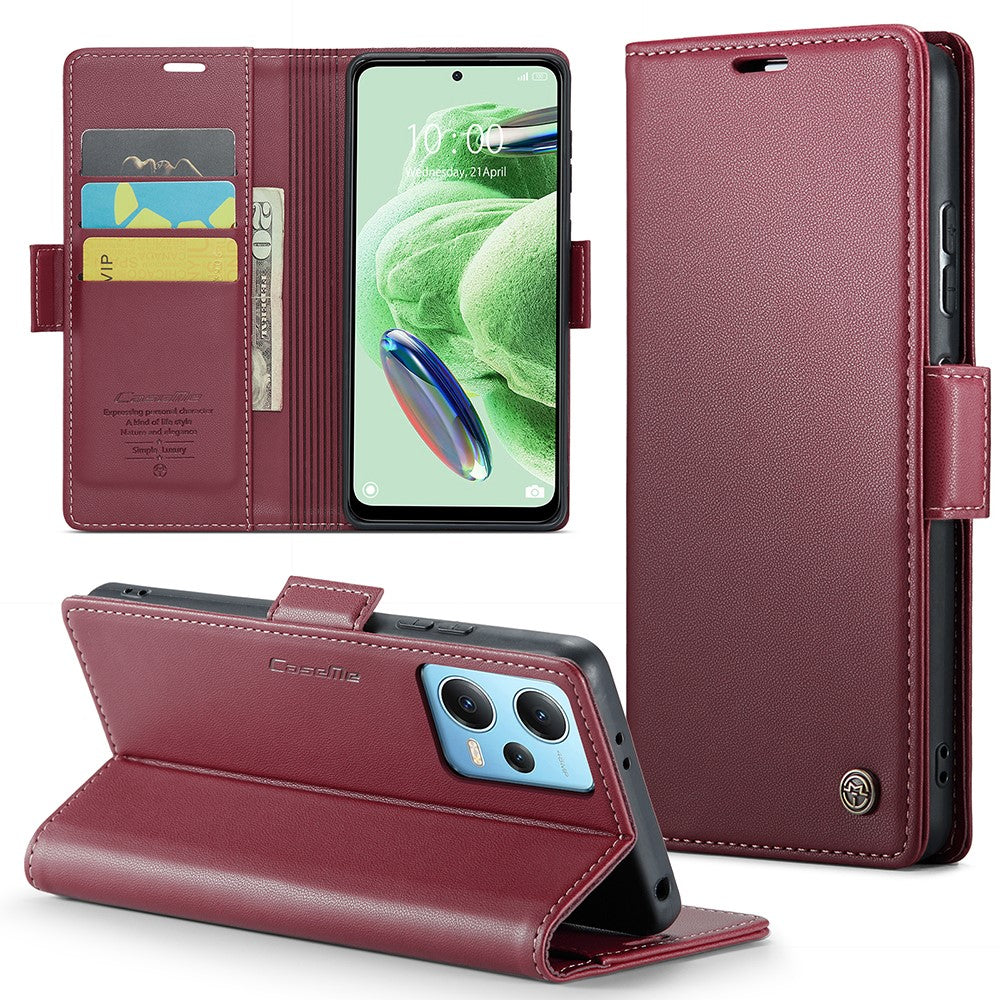For Xiaomi Redmi Note 12 5G (China) / (India) / (Global) / Poco X5 5G Leather Case CASEME 023 RFID Blocking 3 Card Slot Mobile Cover
