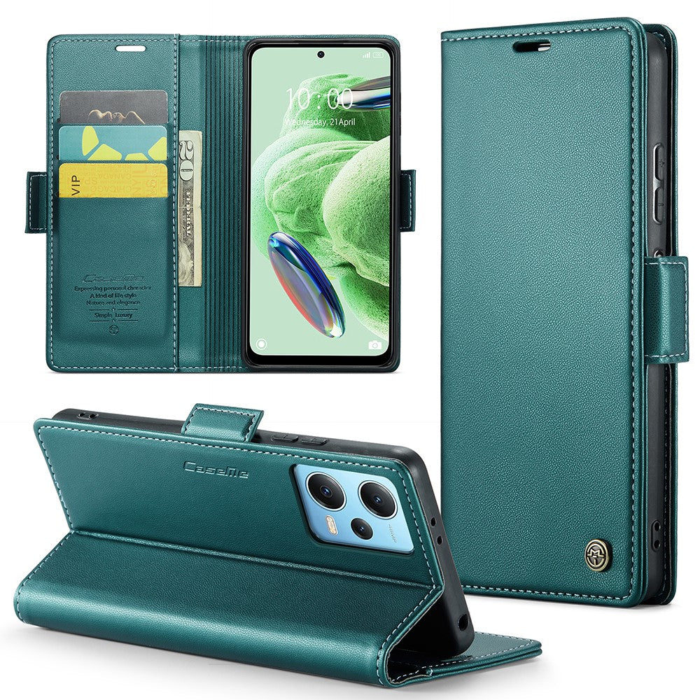 For Xiaomi Redmi Note 12 5G (China) / (India) / (Global) / Poco X5 5G Leather Case CASEME 023 RFID Blocking 3 Card Slot Mobile Cover
