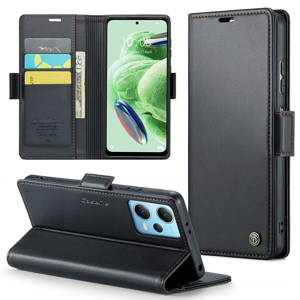 For Xiaomi Redmi Note 12 5G (China) / (India) / (Global) / Poco X5 5G Leather Case CASEME 023 RFID Blocking 3 Card Slot Mobile Cover