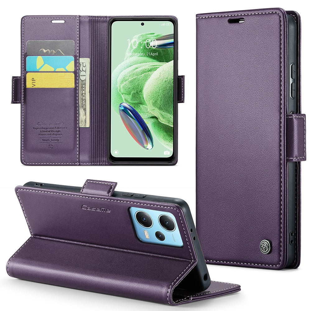 For Xiaomi Redmi Note 12 5G (China) / (India) / (Global) / Poco X5 5G Leather Case CASEME 023 RFID Blocking 3 Card Slot Mobile Cover