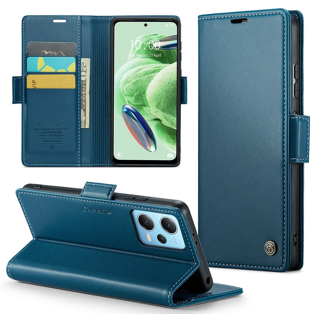 For Xiaomi Redmi Note 12 5G (China) / (India) / (Global) / Poco X5 5G Leather Case CASEME 023 RFID Blocking 3 Card Slot Mobile Cover