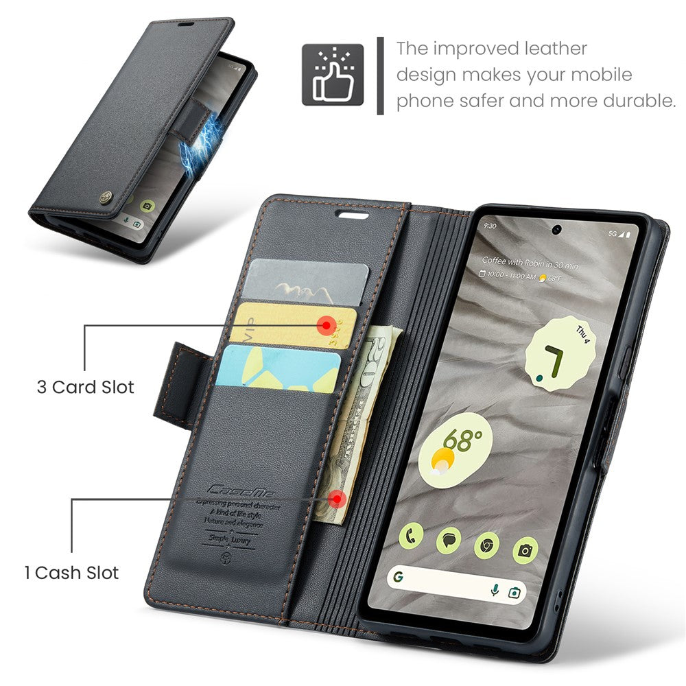 Pixel 7a Glänzende Wallet-Hülle – RFID-Schutz & Ständer