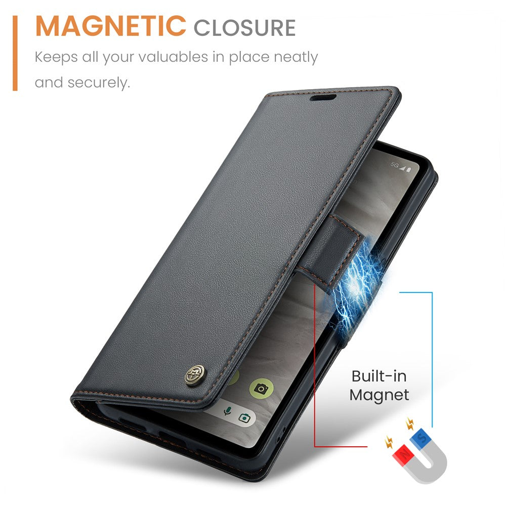 Pixel 7a Glänzende Wallet-Hülle – RFID-Schutz & Ständer