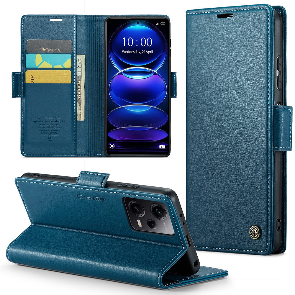 For Xiaomi Poco X5 Pro 5G / Redmi Note 12 Pro Speed 5G / Note 12 Pro 5G Leather Case CASEME 023 RFID Blocking 3 Card Slot Mobile Cover