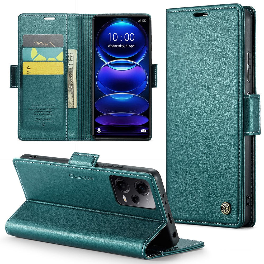 For Xiaomi Poco X5 Pro 5G / Redmi Note 12 Pro Speed 5G / Note 12 Pro 5G Leather Case CASEME 023 RFID Blocking 3 Card Slot Mobile Cover