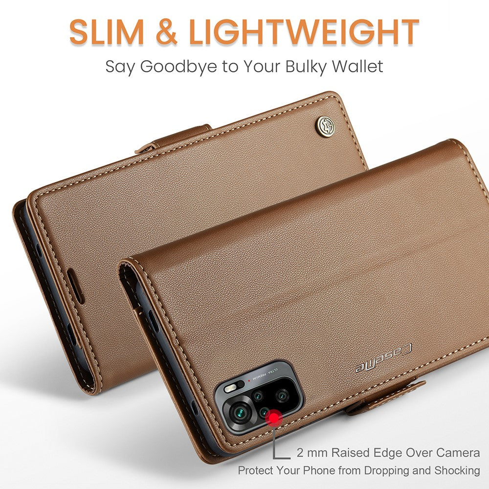 For Xiaomi Redmi Note 10 4G / Note 10S 4G Leather Case CASEME 023 RFID Blocking 3 Card Slot Mobile Cover