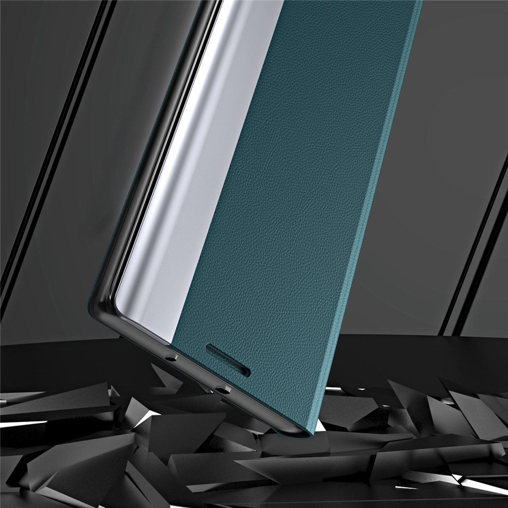 For Xiaomi Poco F5 5G / Redmi Note 12 Turbo PU Leather Flip Cover Electroplating Anti-Scratch Phone Case with Stand