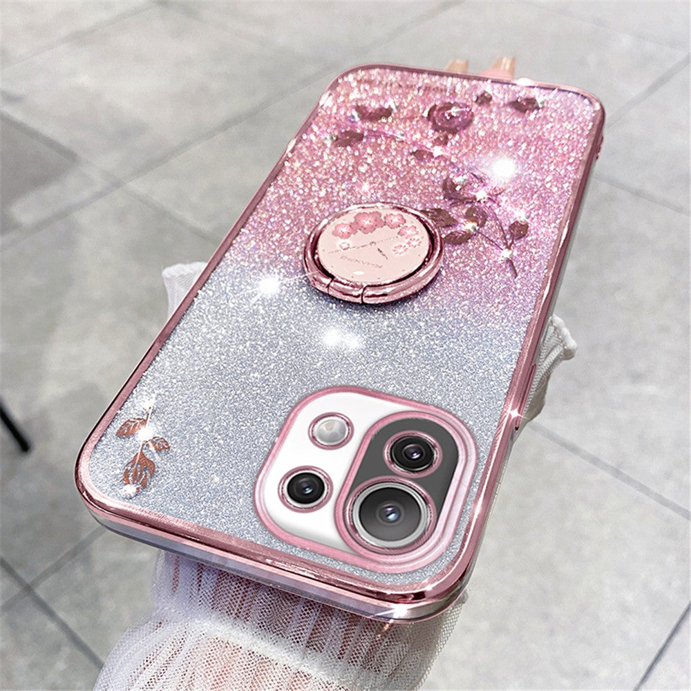 KADEM For Xiaomi Mi 11 Lite 4G / 5G / 11 Lite 5G NE Kickstand Phone Case Rhinestone Flower TPU Cover