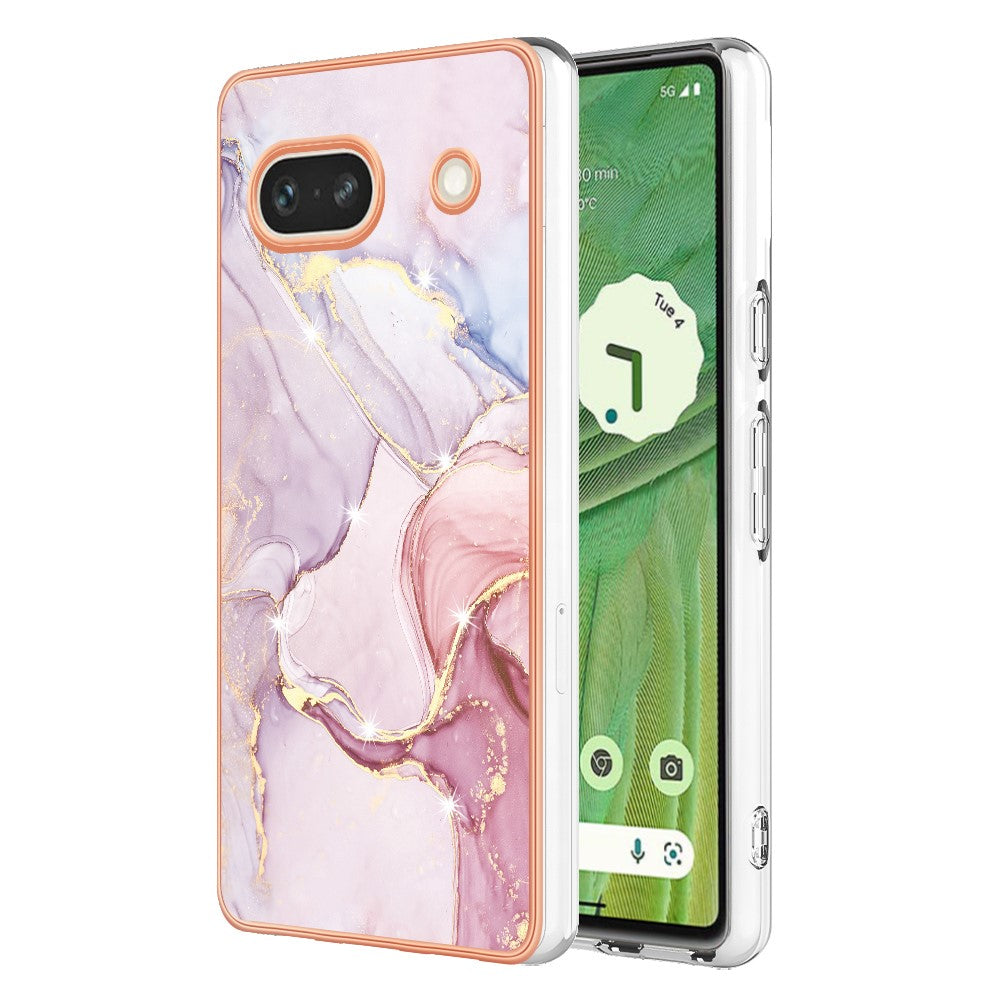 Pixel 7a Schutzhülle – Mit Marmormuster 2,0 mm Galvanik-Rückseite