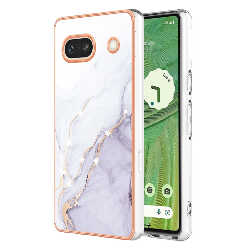 Pixel 7a Schutzhülle – Mit Marmormuster 2,0 mm Galvanik-Rückseite