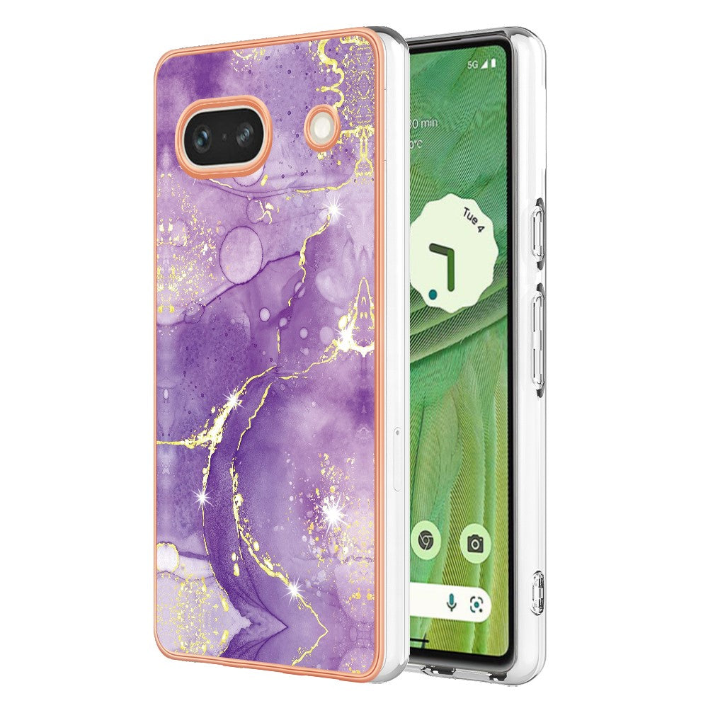 Pixel 7a Schutzhülle – Mit Marmormuster 2,0 mm Galvanik-Rückseite