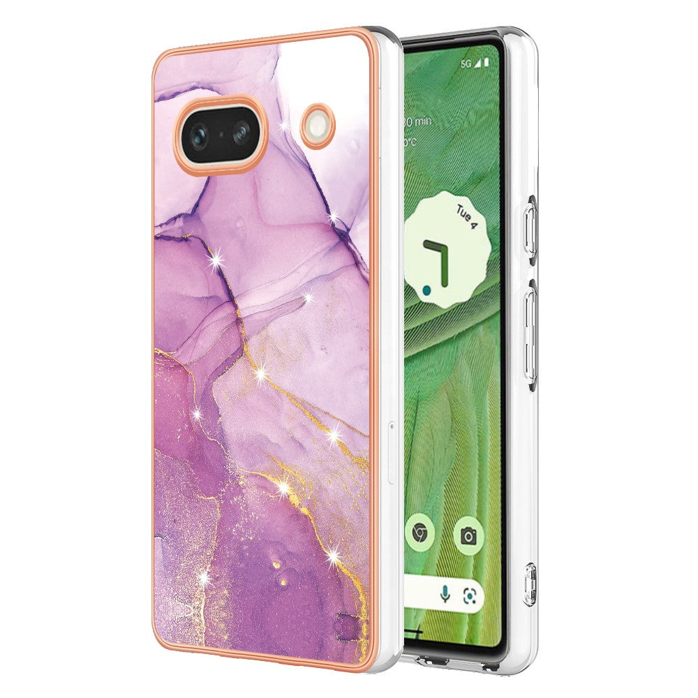 Pixel 7a Schutzhülle – Mit Marmormuster 2,0 mm Galvanik-Rückseite