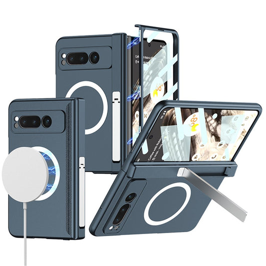 Pixel Fold Magnetisch-Handyhülle – Mit Ständer  & Displayschutzfolie aus gehärtetem Glas