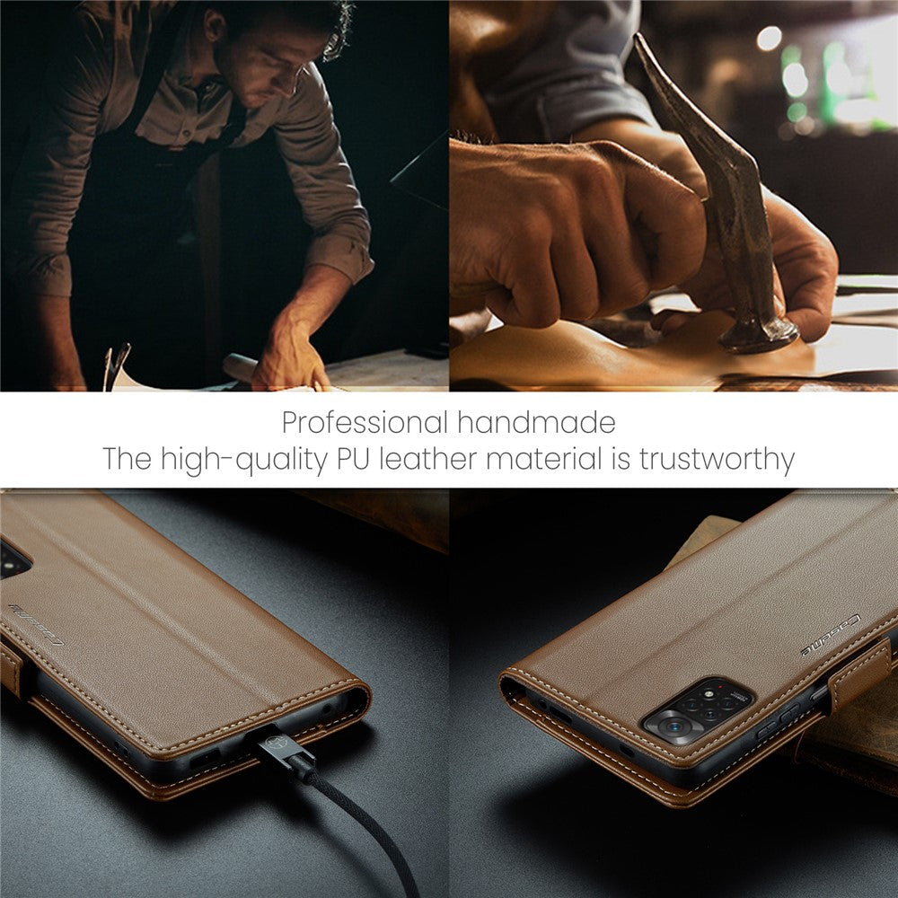 For Xiaomi Redmi Note 11 4G (Qualcomm) / Note 11S 4G Leather Case CASEME 023 RFID Blocking 3 Card Slot Mobile Cover