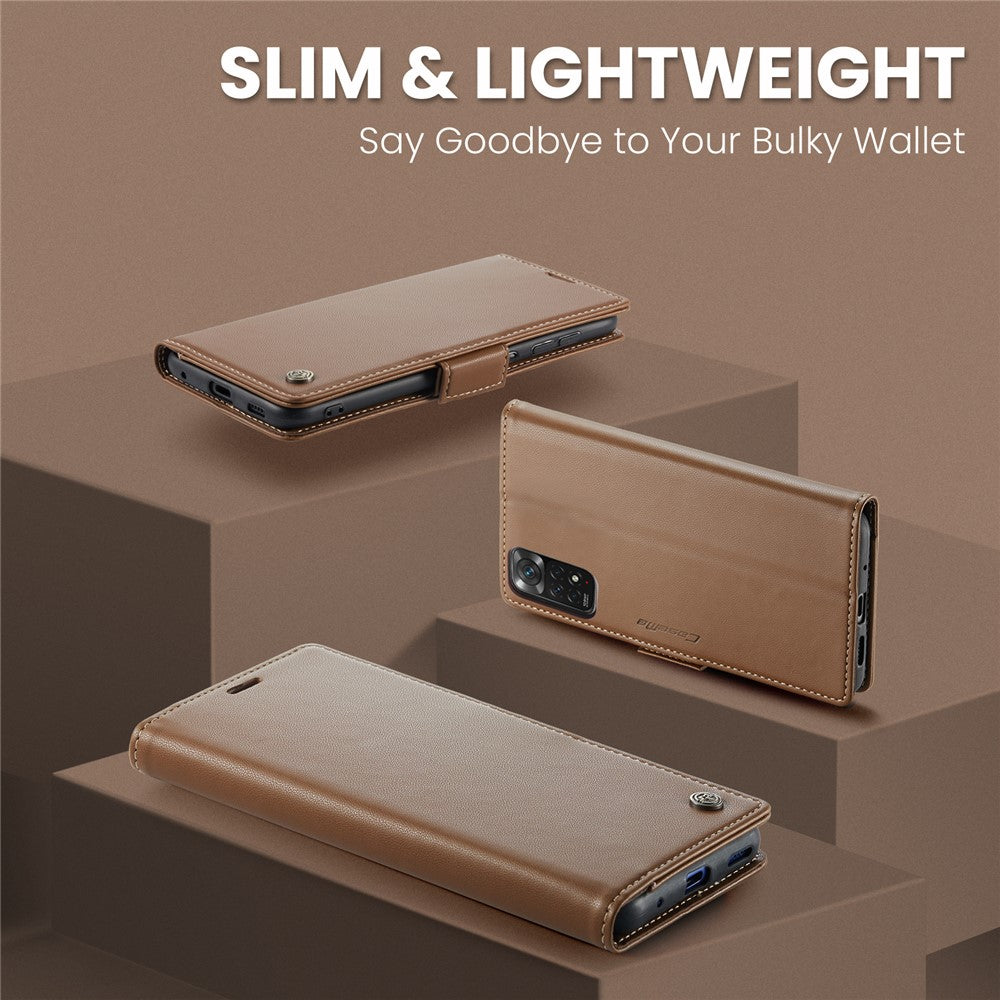 For Xiaomi Redmi Note 11 4G (Qualcomm) / Note 11S 4G Leather Case CASEME 023 RFID Blocking 3 Card Slot Mobile Cover