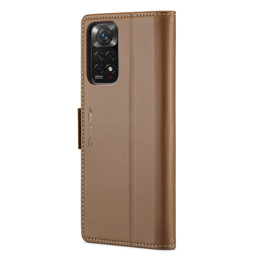 For Xiaomi Redmi Note 11 4G (Qualcomm) / Note 11S 4G Leather Case CASEME 023 RFID Blocking 3 Card Slot Mobile Cover