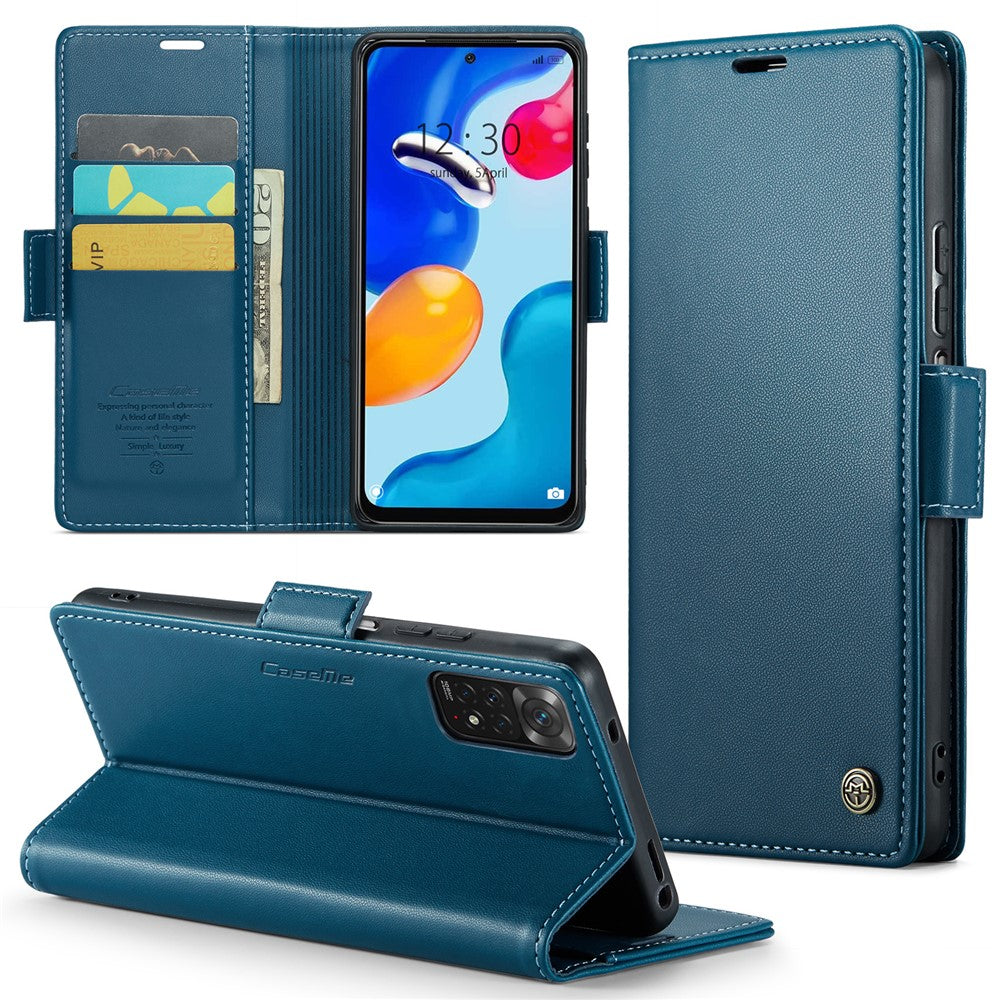 For Xiaomi Redmi Note 11 4G (Qualcomm) / Note 11S 4G Leather Case CASEME 023 RFID Blocking 3 Card Slot Mobile Cover