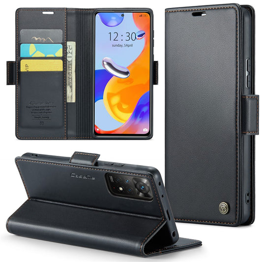 For Xiaomi Redmi Note 11 Pro 4G (Mediatek) / Note 11 Pro 5G (Qualcomm) / Note 12 Pro 4G Leather Case CASEME 023 RFID Blocking 3 Card Slot