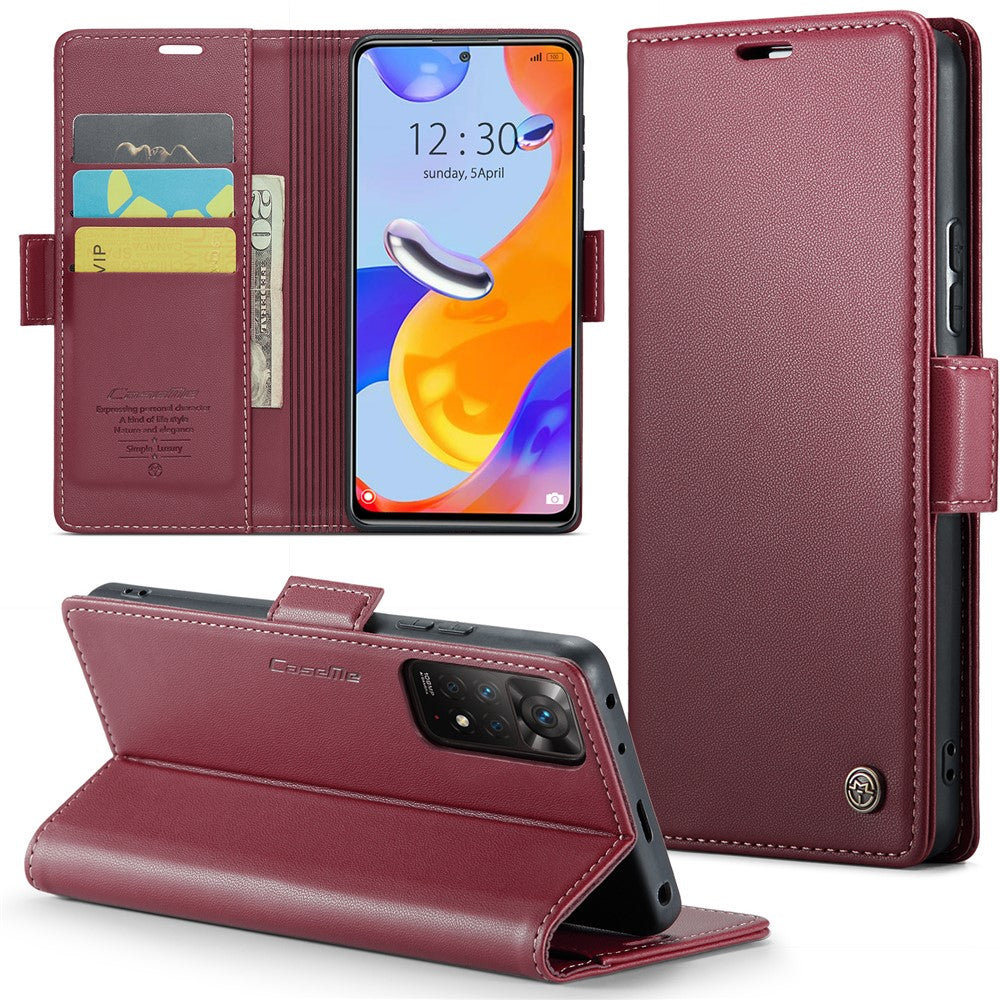 For Xiaomi Redmi Note 11 Pro 4G (Mediatek) / Note 11 Pro 5G (Qualcomm) / Note 12 Pro 4G Leather Case CASEME 023 RFID Blocking 3 Card Slot